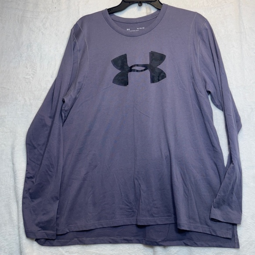 Under Armour Shirt Womens Size XL Purple Logo Long Sleeve Loose Heat Gear